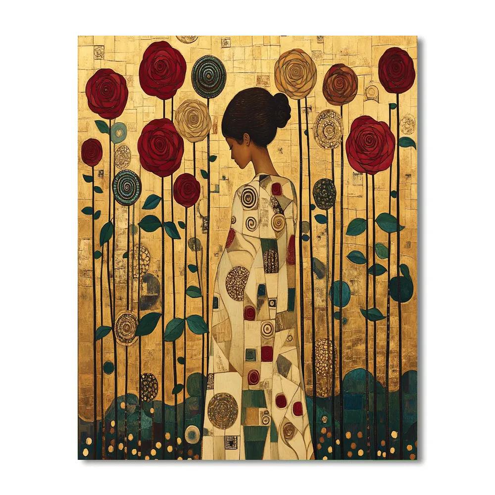 Gustav Klimt Inspired Golden Rose Garden Numbered painting kits