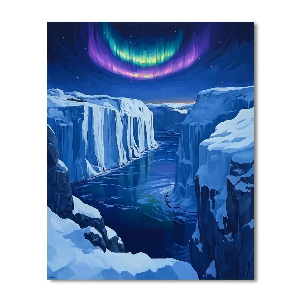 Lawren Harris Inspired Aurora Crown Over Silent Fjord Paint by numbers art