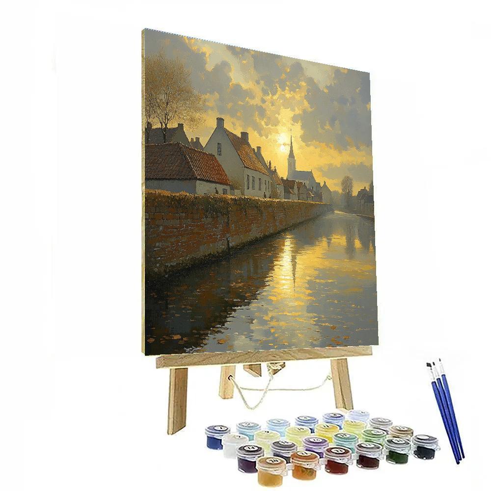 Johannes Vermeer Inspired Sunbeam Over Delft Canal Still Water Paint by numbers art