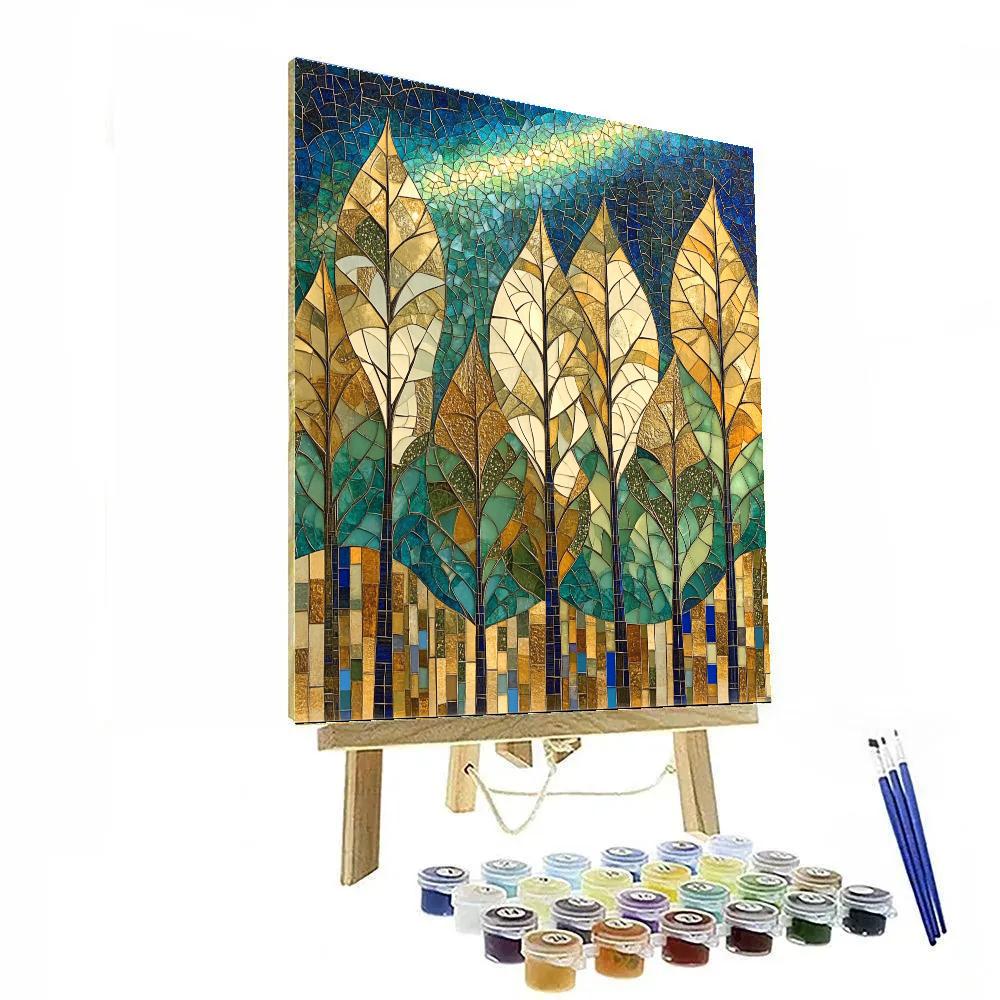 Gustav Klimt Inspired Aurora Canopy Grove painting number kit