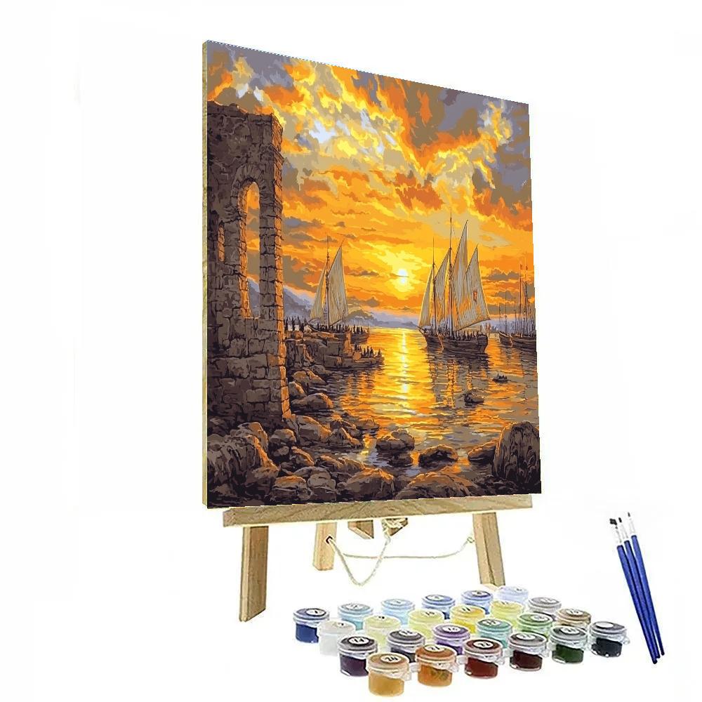 Claude Lorrain Inspired Sunset Harbor With Ships Paint by numbers art
