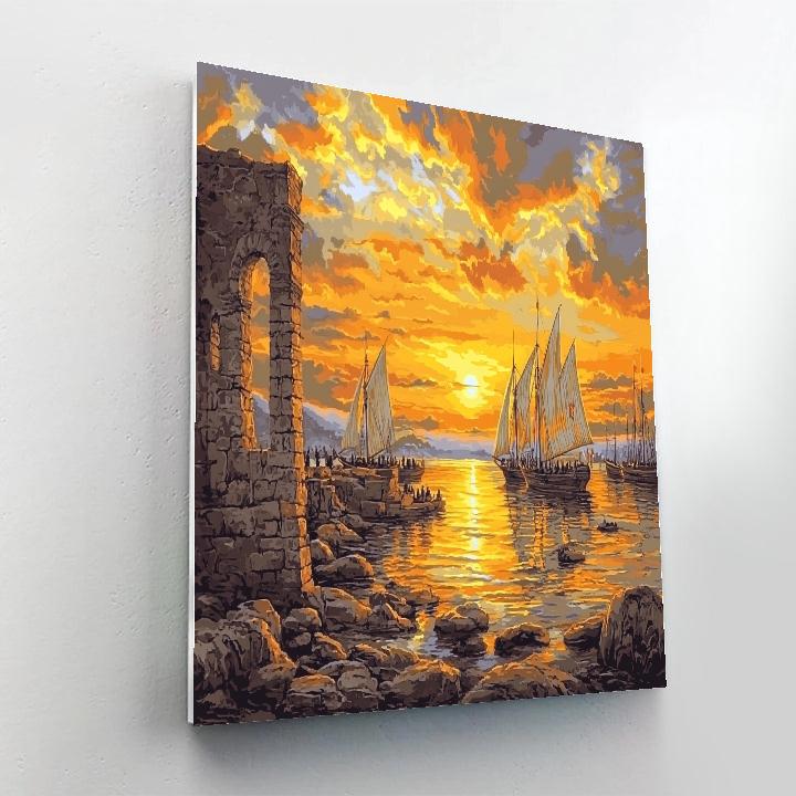 Claude Lorrain Inspired Sunset Harbor With Ships Paint by numbers art