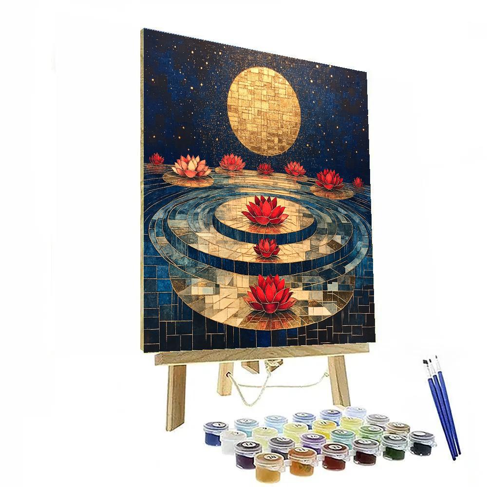 Gustav Klimt Inspired Nebula Lotus Basin painting number kit