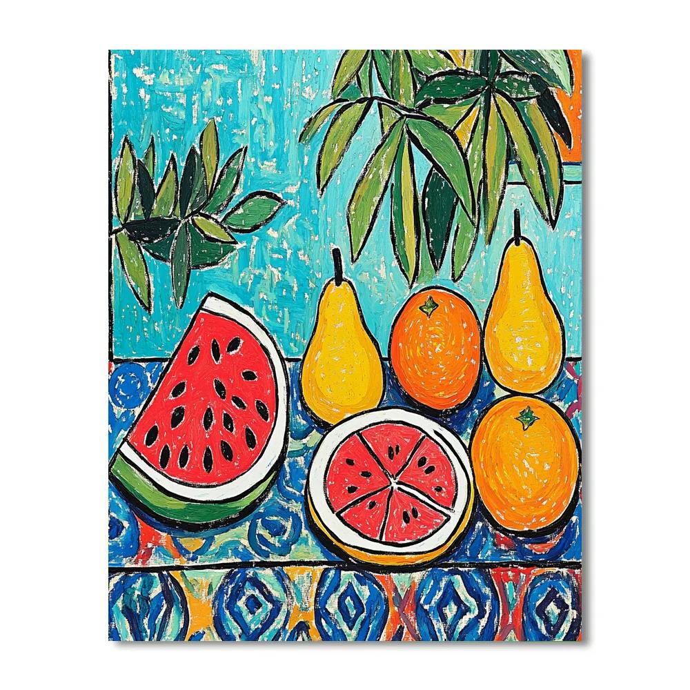 Henri Matisse Inspired Joyful Fruit Still Life paint by number