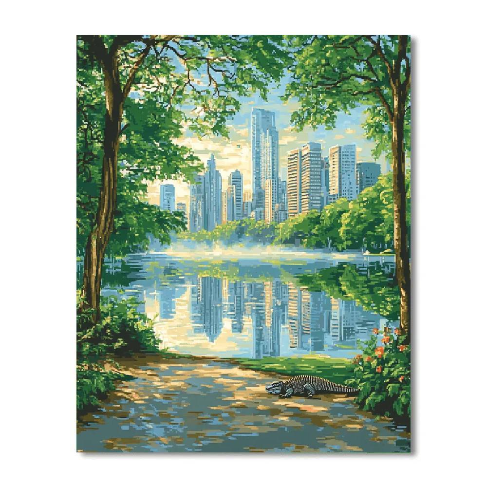 Urban Oasis At Lumpini Park Bangkok Thailand paint by number