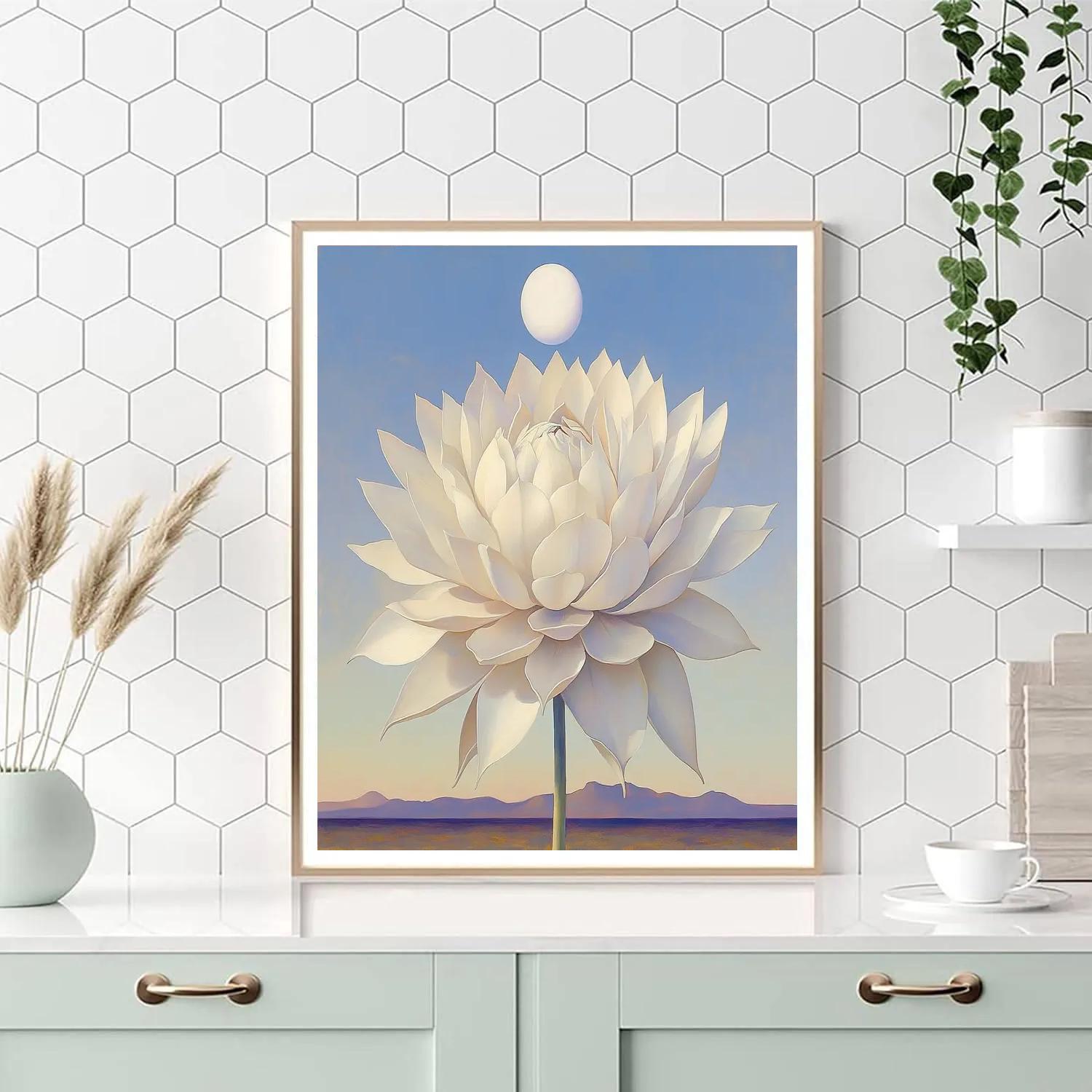 Georgia OKeeffe Inspired Desert Flower Moonrise DIY paint by numbers