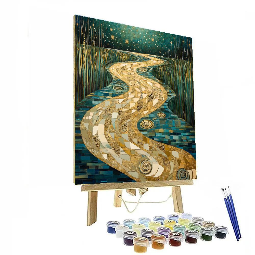 Gustav Klimt Inspired Stardust River Surface Numbered painting kits
