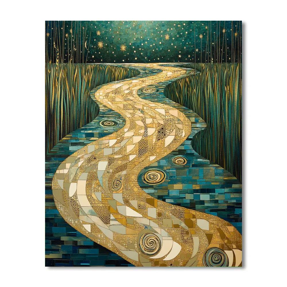 Gustav Klimt Inspired Stardust River Surface Numbered painting kits