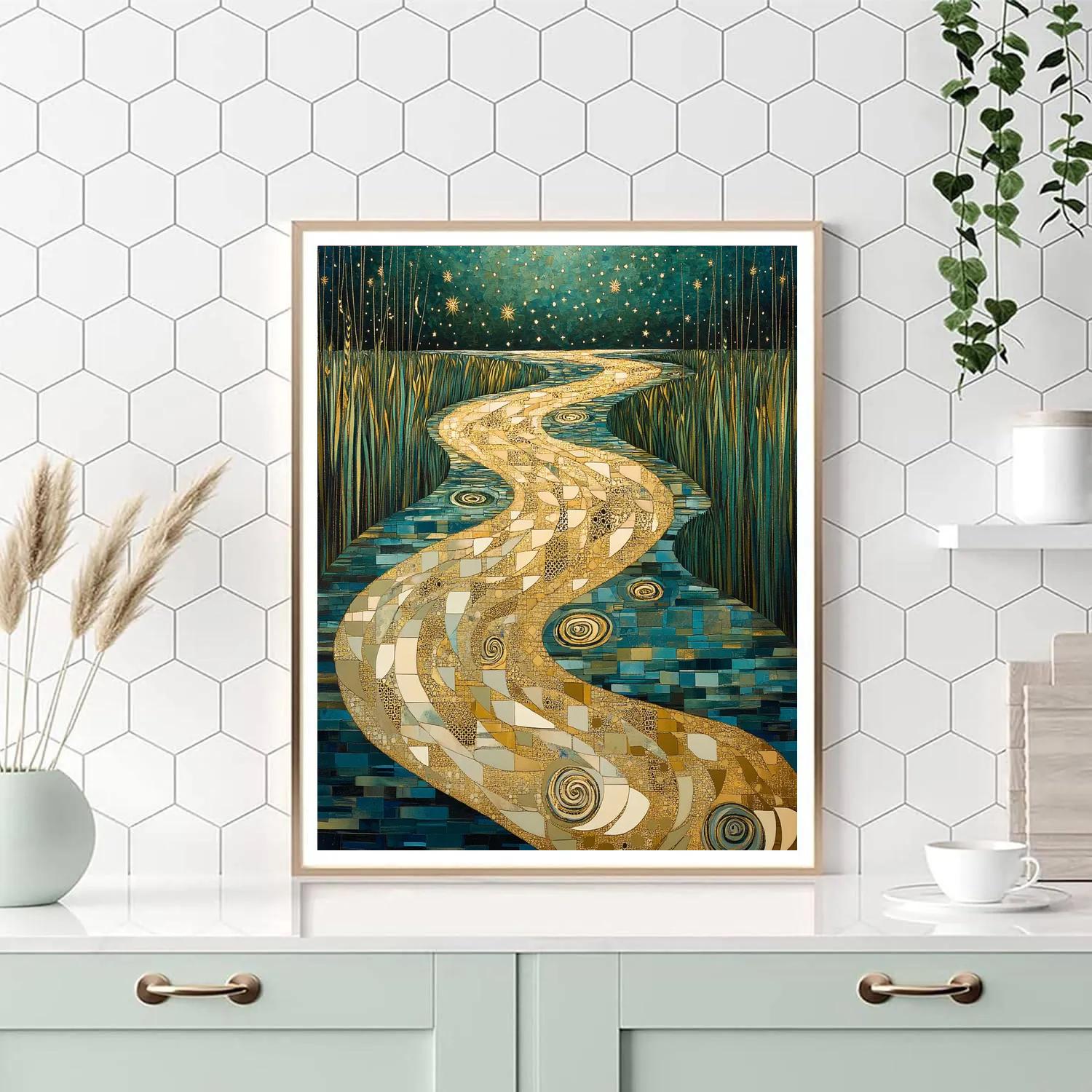 Gustav Klimt Inspired Stardust River Surface Numbered painting kits