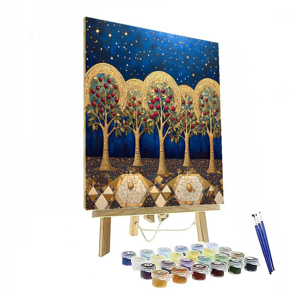Gustav Klimt Inspired Constellation Orchard Pattern painting number kit