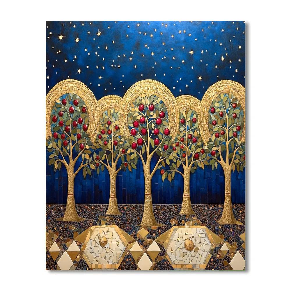 Gustav Klimt Inspired Constellation Orchard Pattern painting number kit