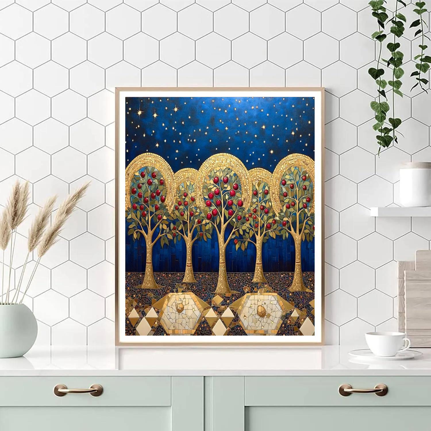Gustav Klimt Inspired Constellation Orchard Pattern painting number kit