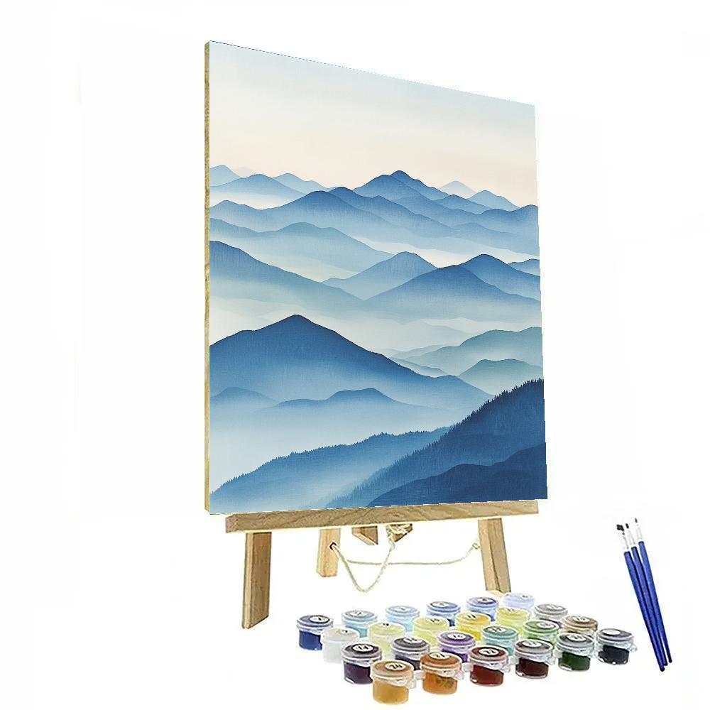 Hiroshige Inspired Mist Calendar Over Quiet Highlands paint by numbers