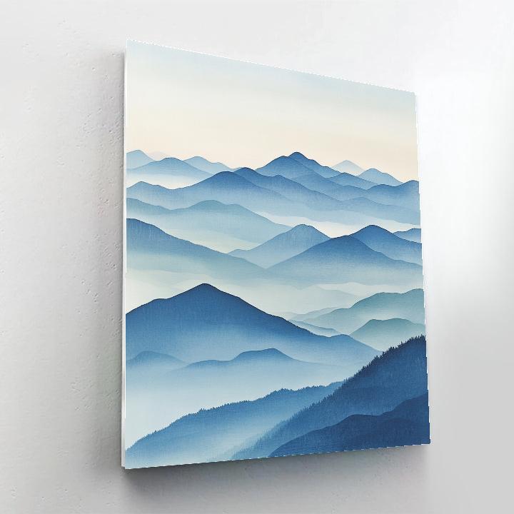 Hiroshige Inspired Mist Calendar Over Quiet Highlands paint by numbers
