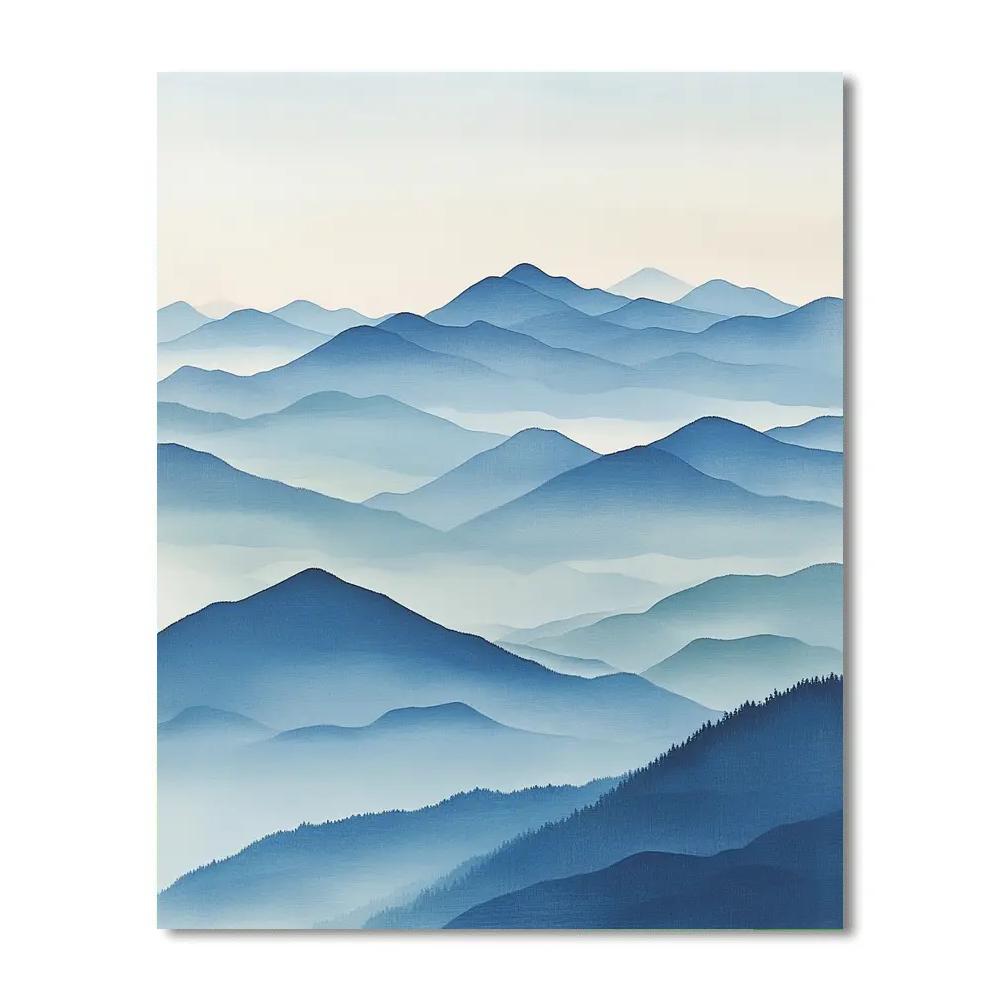 Hiroshige Inspired Mist Calendar Over Quiet Highlands paint by numbers
