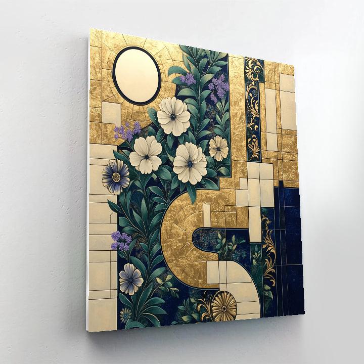 Gustav Klimt Inspired Lunar Garden Labyrinth Number painting