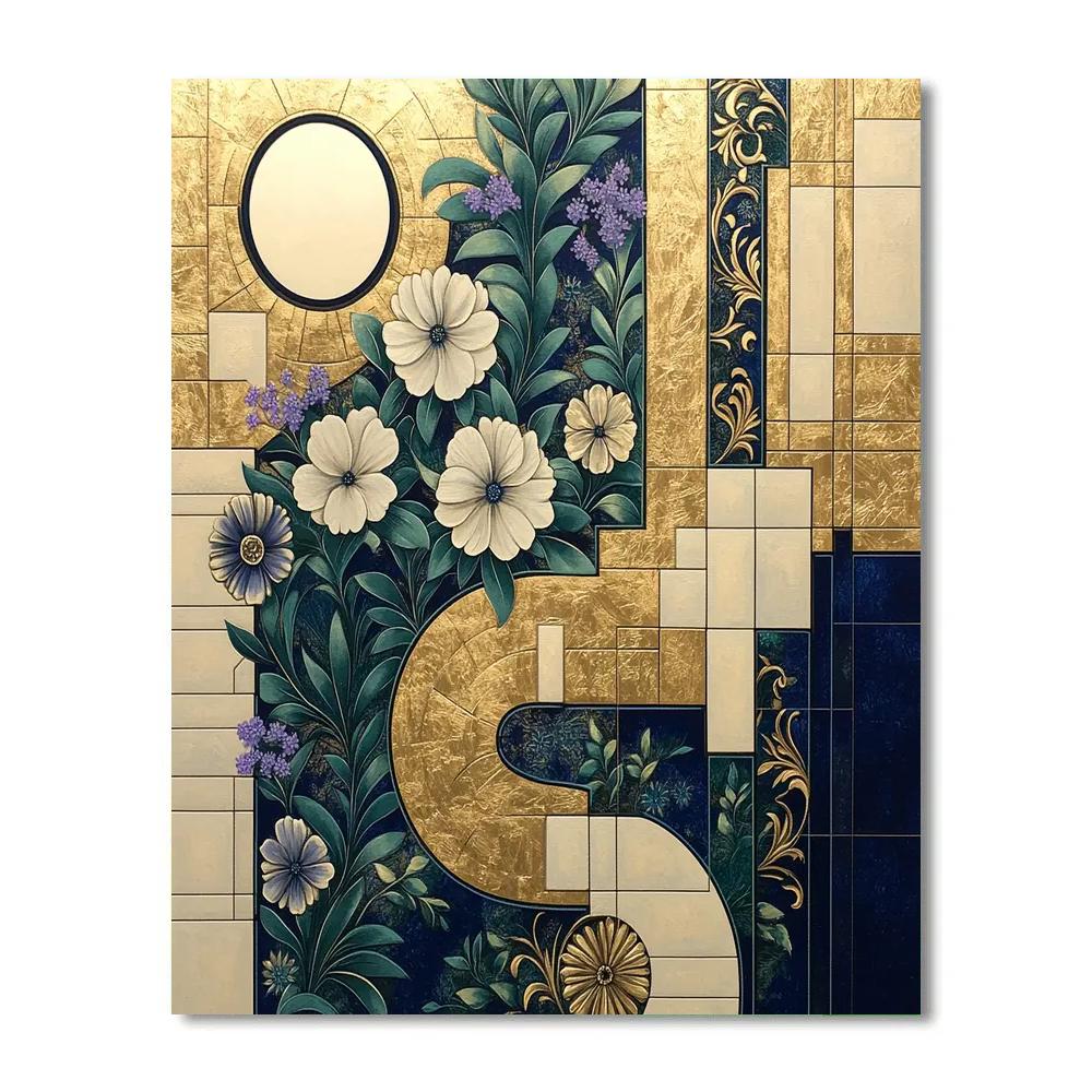 Gustav Klimt Inspired Lunar Garden Labyrinth Number painting