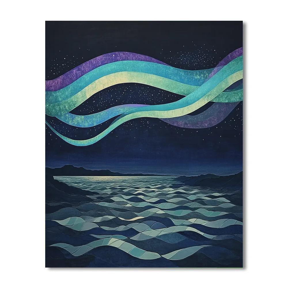 Hiroshige Inspired Aurora Tides In Winter Air Numbered painting kits