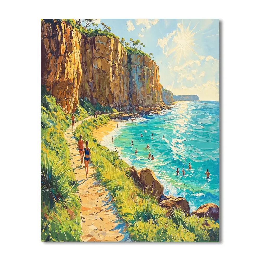 Coastal Cliffs At Bondi To Coogee Walk Sydney Australia Painting by numbers kit