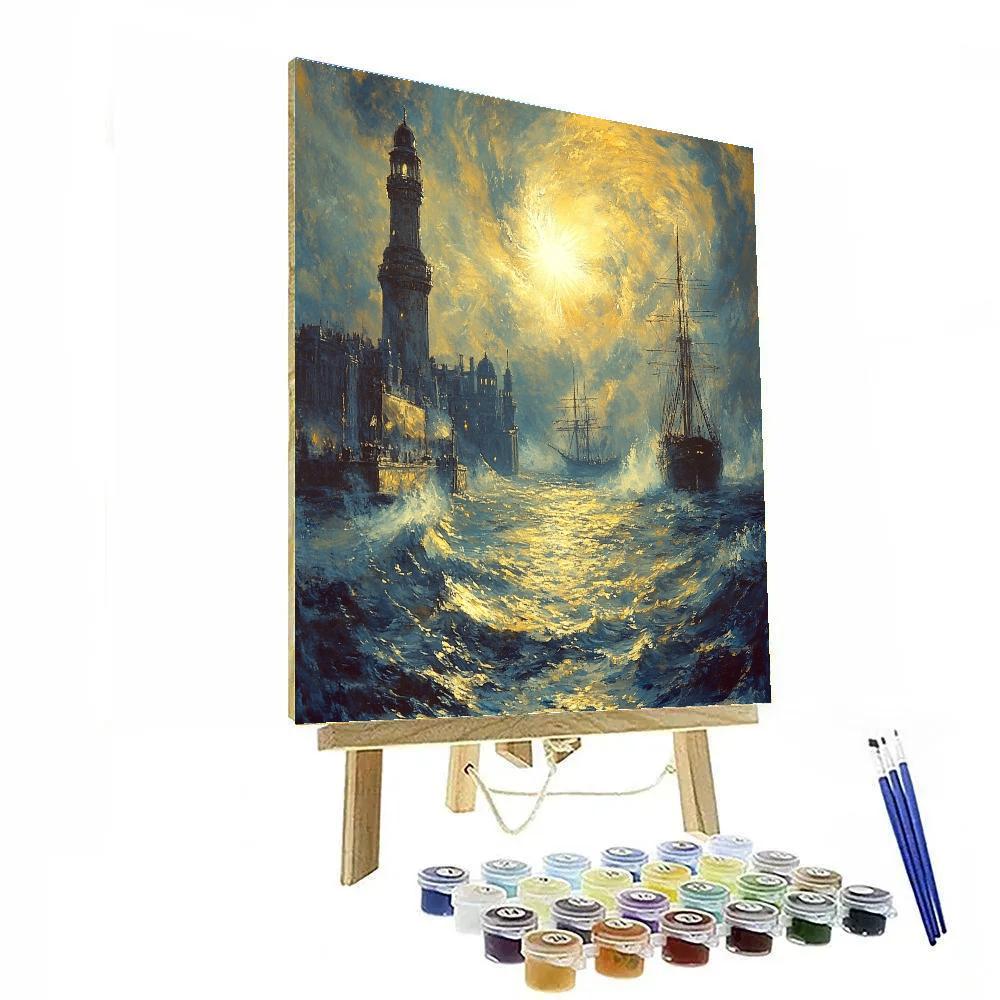 JMW Turner Inspired Storm Over The Harbor City paint by number