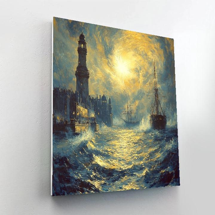 JMW Turner Inspired Storm Over The Harbor City paint by number