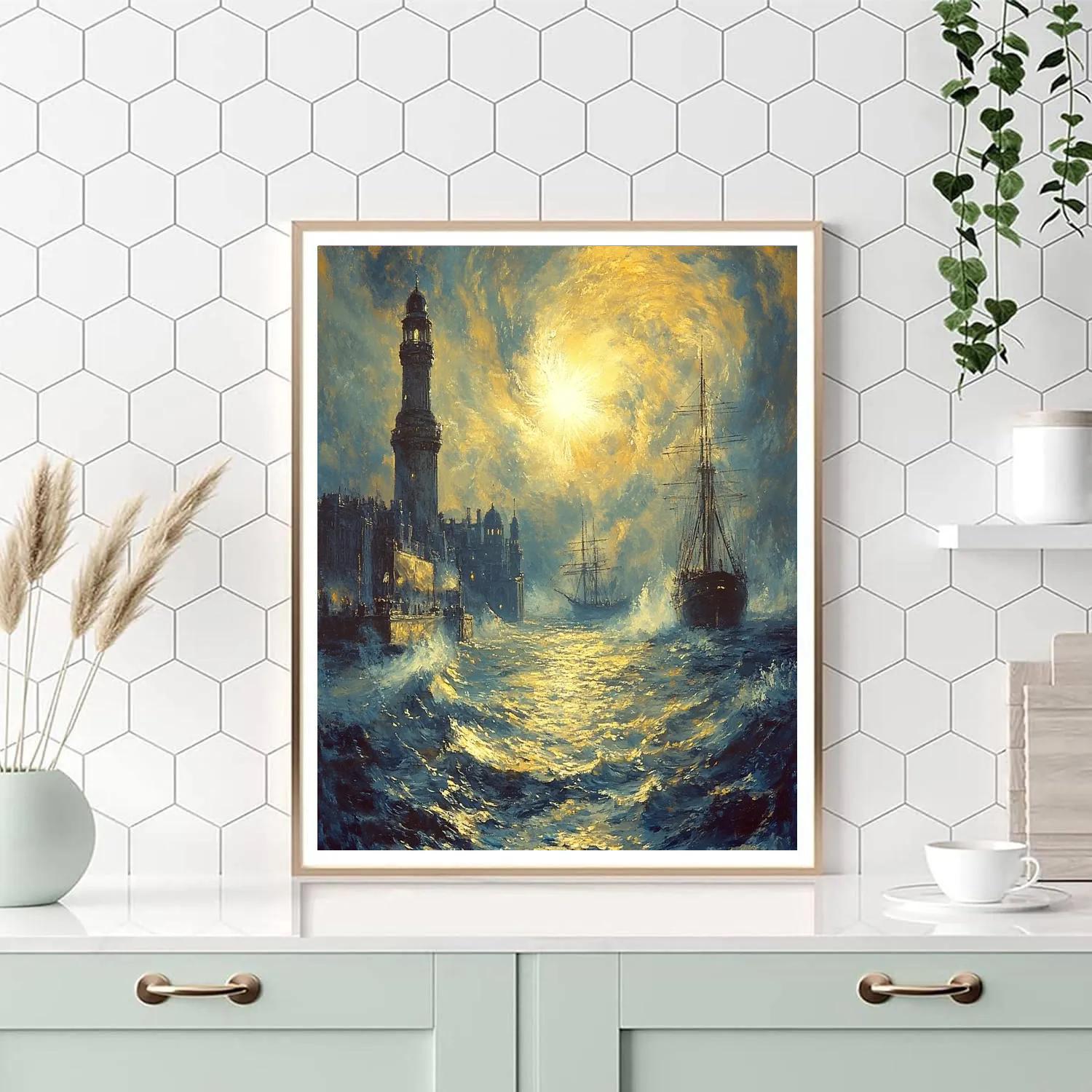 JMW Turner Inspired Storm Over The Harbor City paint by number