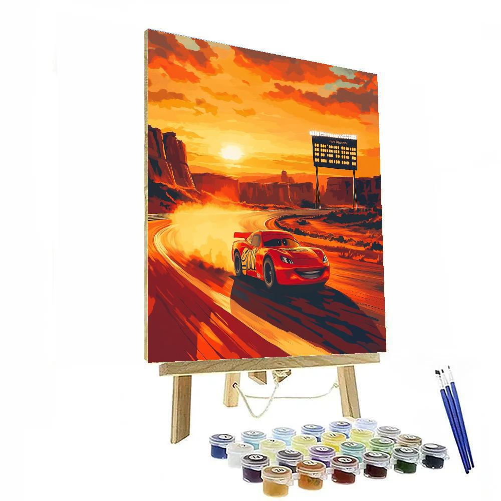 Lightning McQueen Sunset Speedway Cruise Disney Inspired Painting by numbers kit