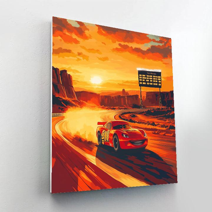 Lightning McQueen Sunset Speedway Cruise Disney Inspired Painting by numbers kit