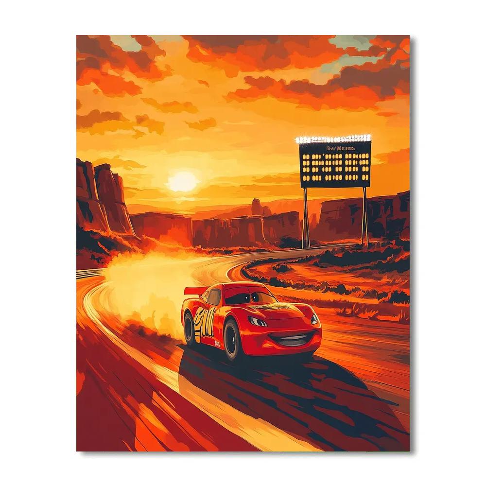 Lightning McQueen Sunset Speedway Cruise Disney Inspired Painting by numbers kit
