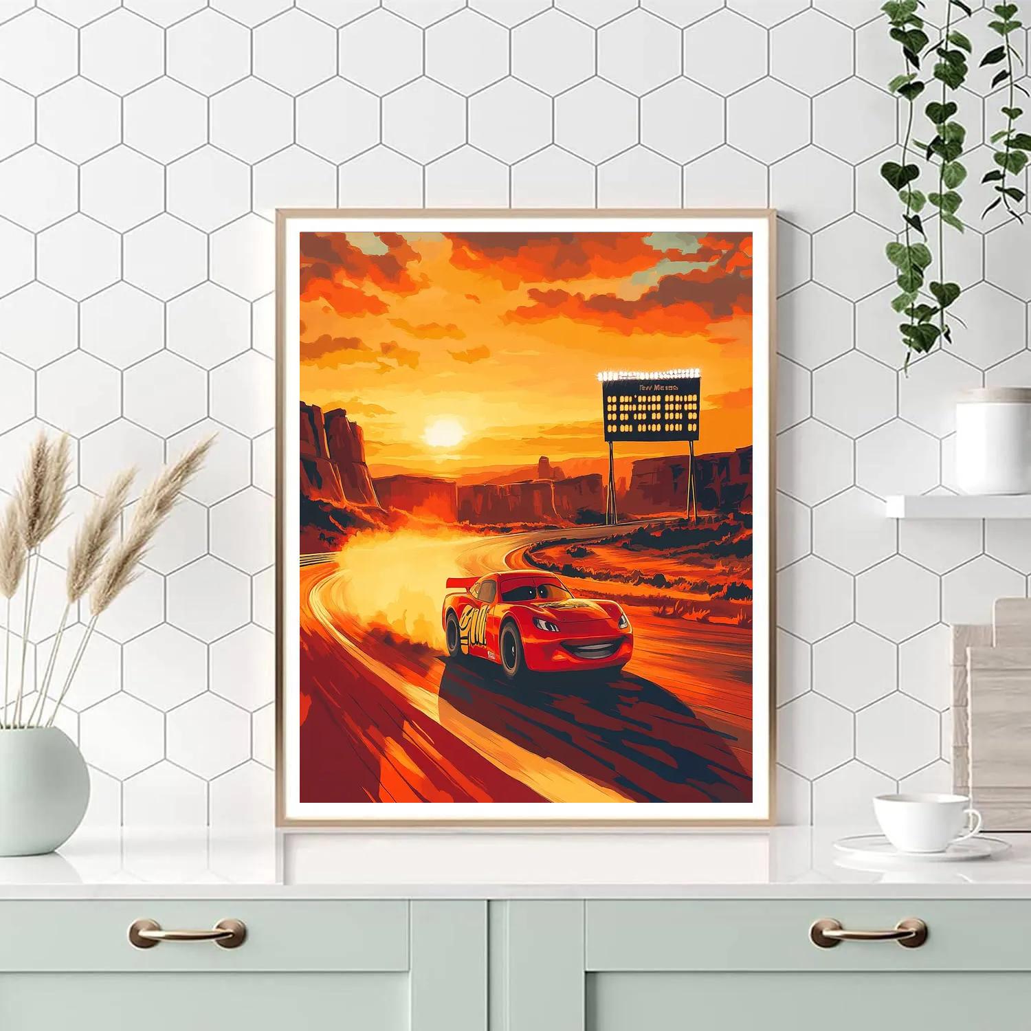 Lightning McQueen Sunset Speedway Cruise Disney Inspired Painting by numbers kit