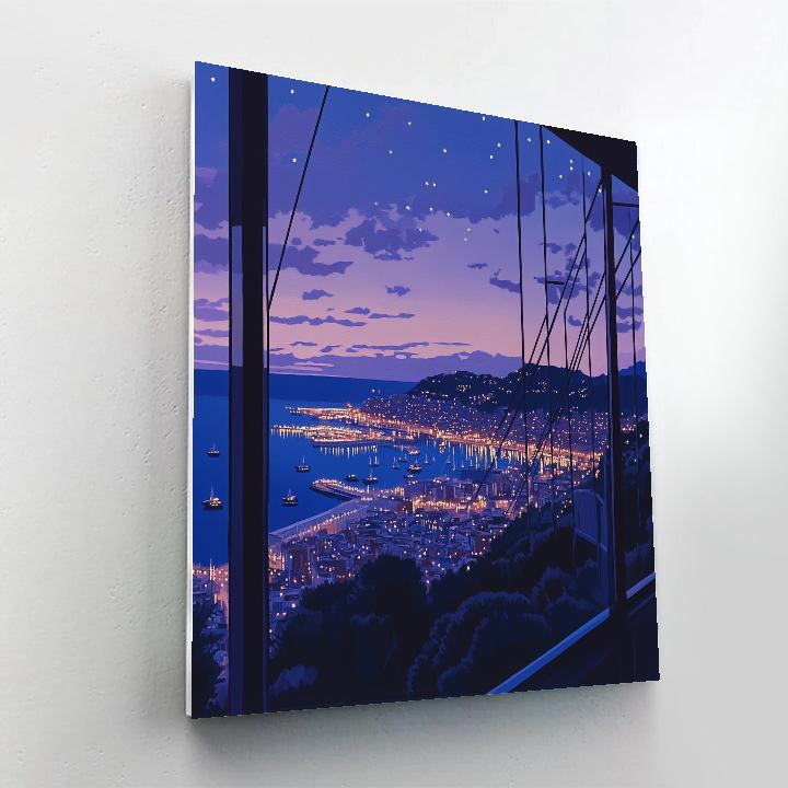 Twilight View From Montjuic Cable Car Barcelona Spain Painting by numbers kit