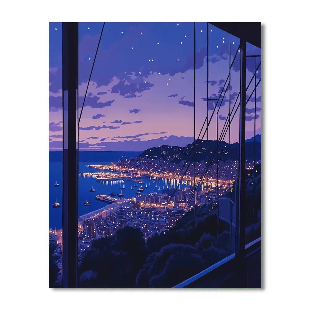 Twilight View From Montjuic Cable Car Barcelona Spain Painting by numbers kit
