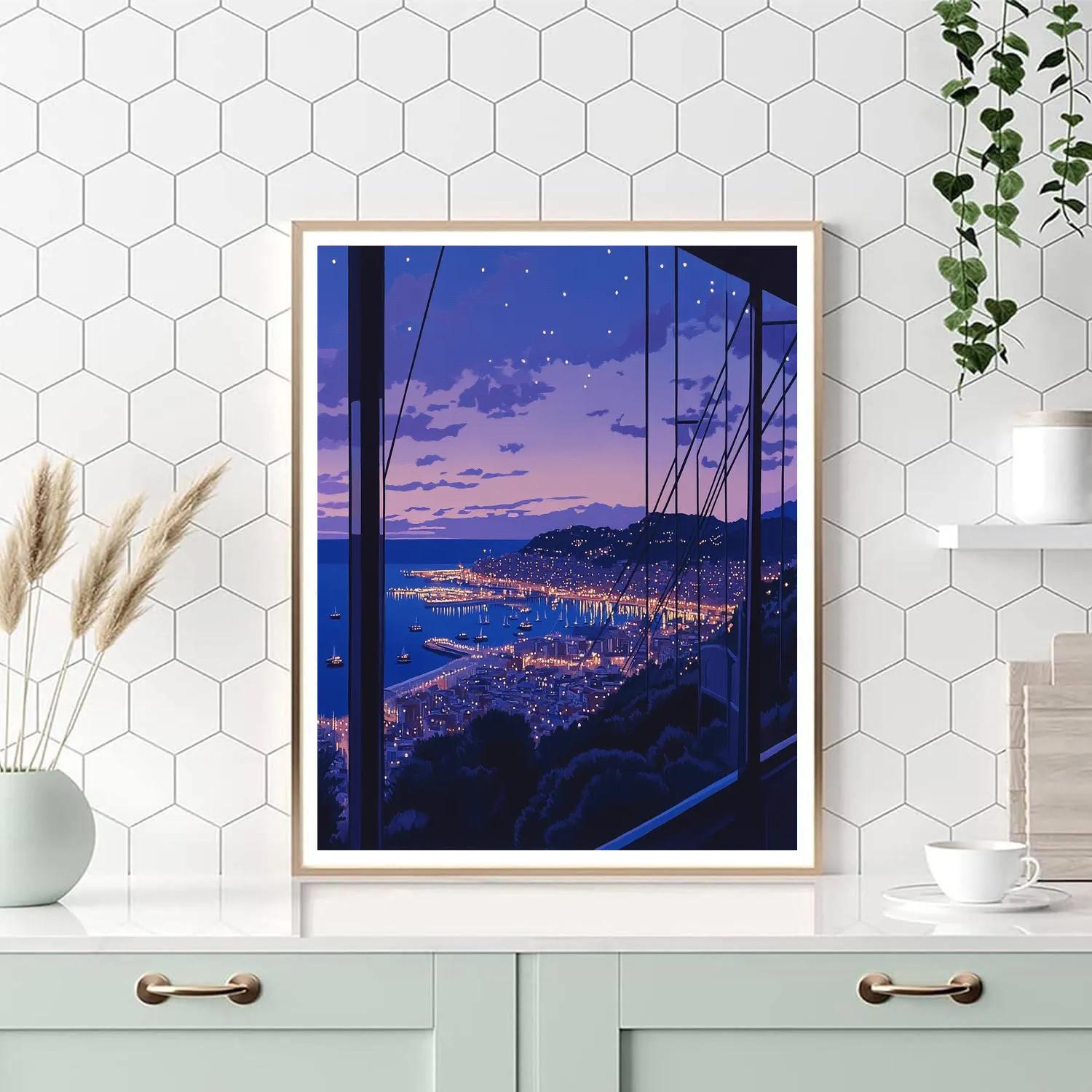 Twilight View From Montjuic Cable Car Barcelona Spain Painting by numbers kit