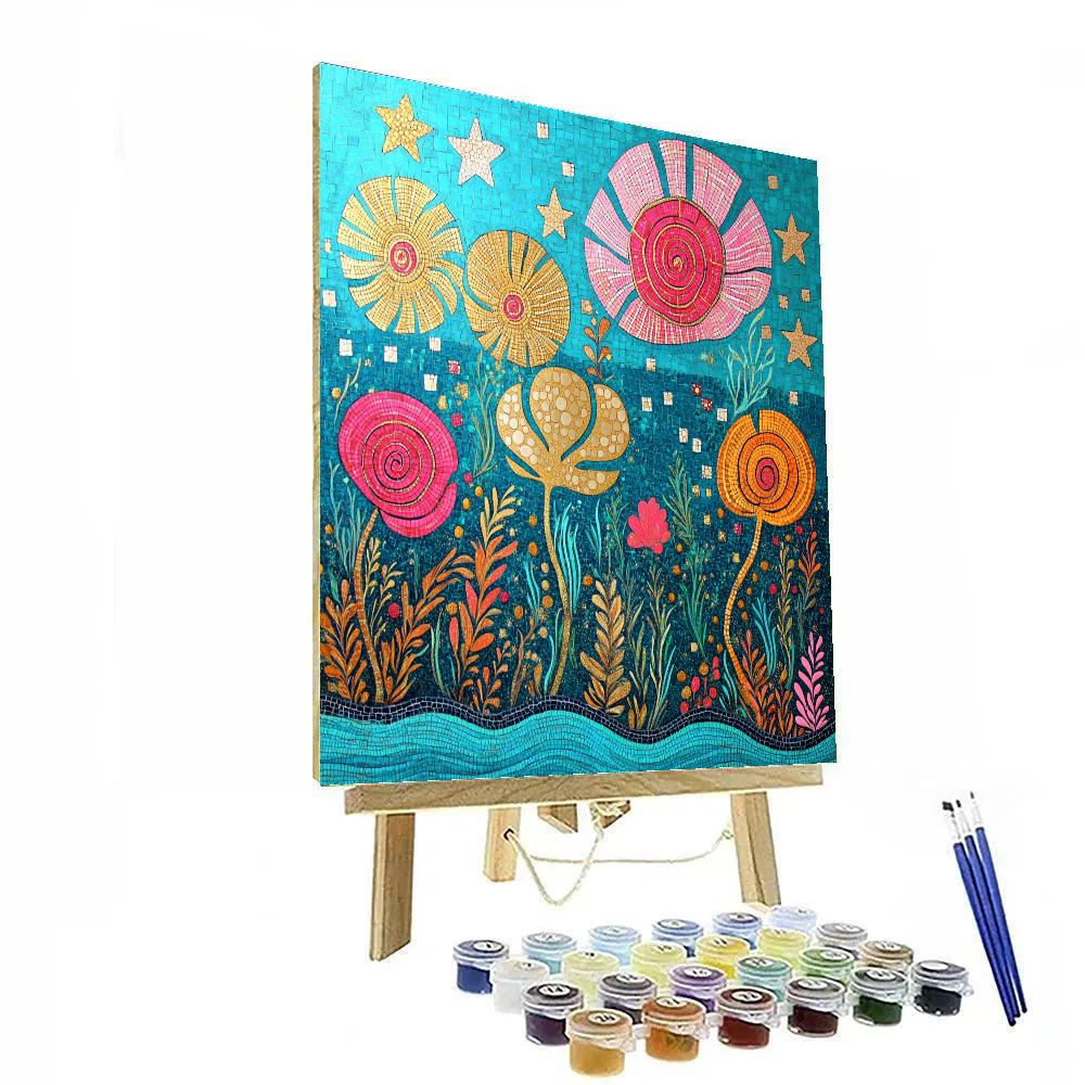 Gustav Klimt Inspired Celestial Coral Reef Ornament paint by numbers