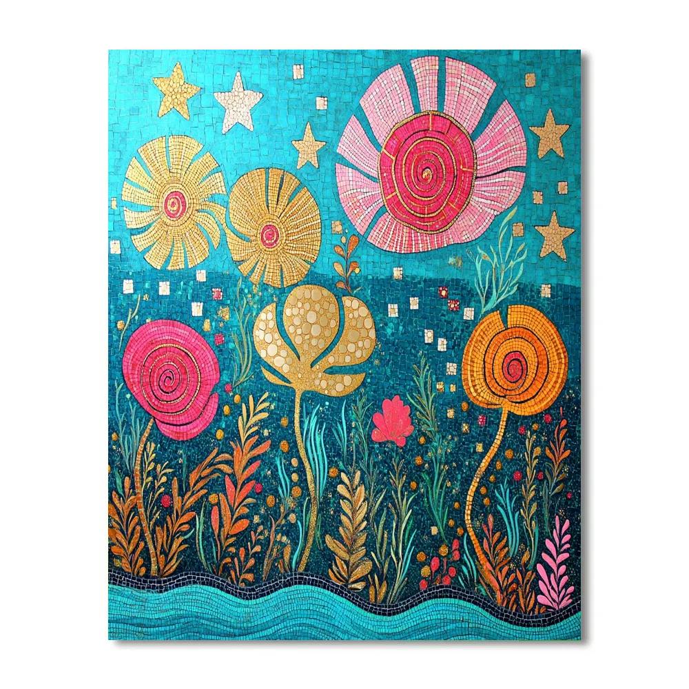 Gustav Klimt Inspired Celestial Coral Reef Ornament paint by numbers