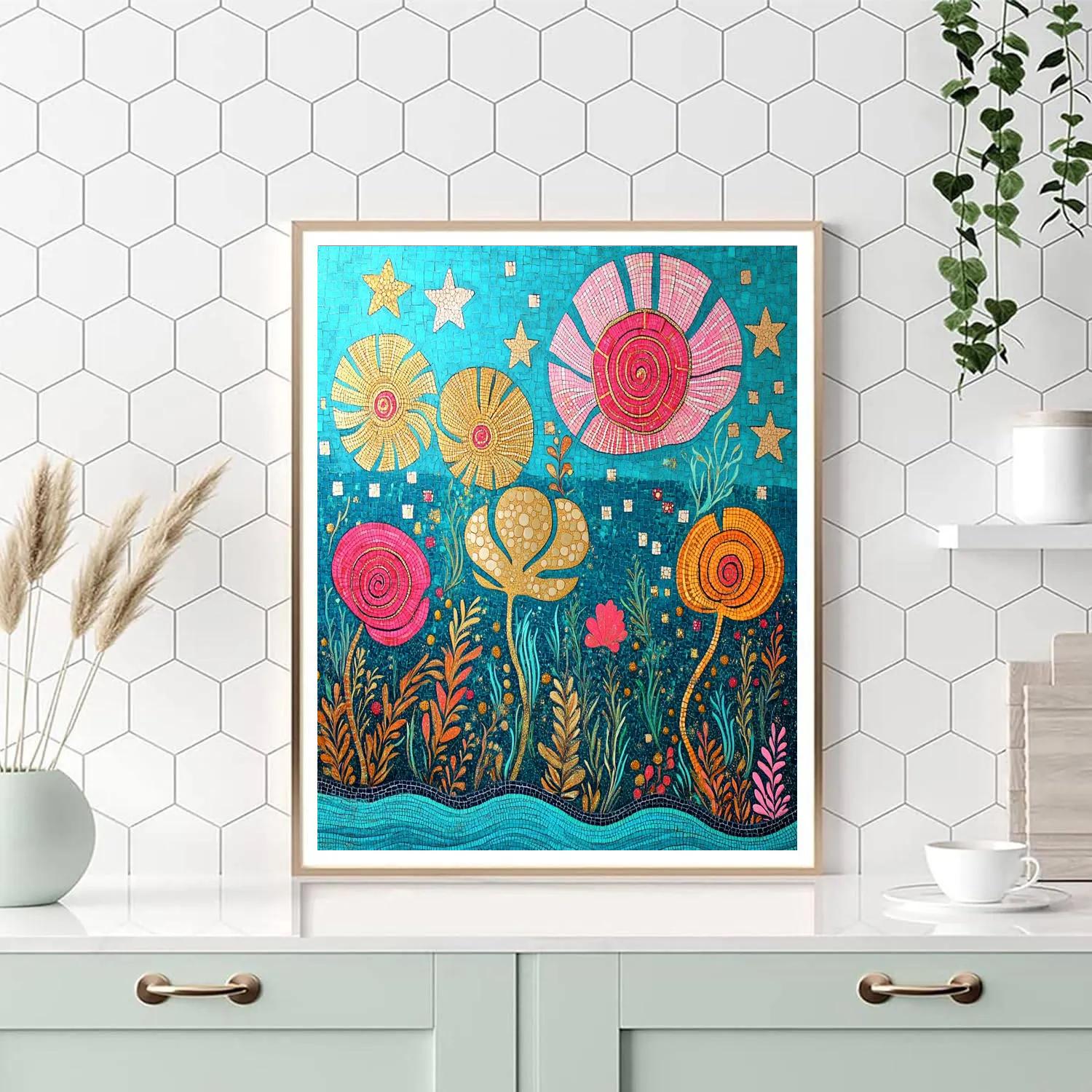 Gustav Klimt Inspired Celestial Coral Reef Ornament paint by numbers