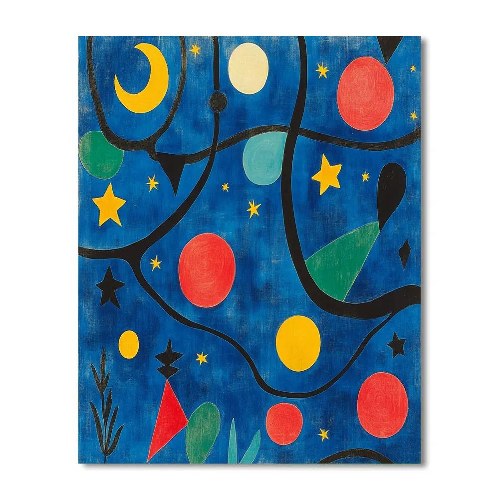 Joan Miró Inspired Playful Planetary Garden Paint by numbers art