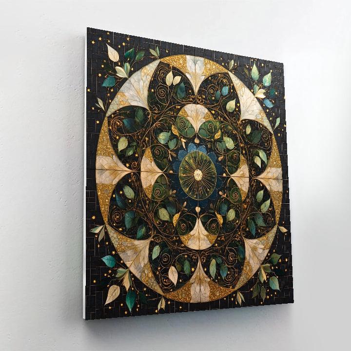 Gustav Klimt Inspired Galactic Vine Mandala paint by color