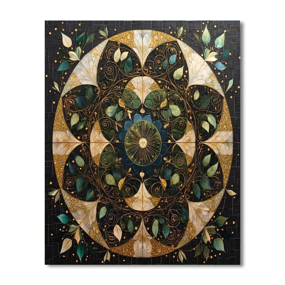 Gustav Klimt Inspired Galactic Vine Mandala paint by color
