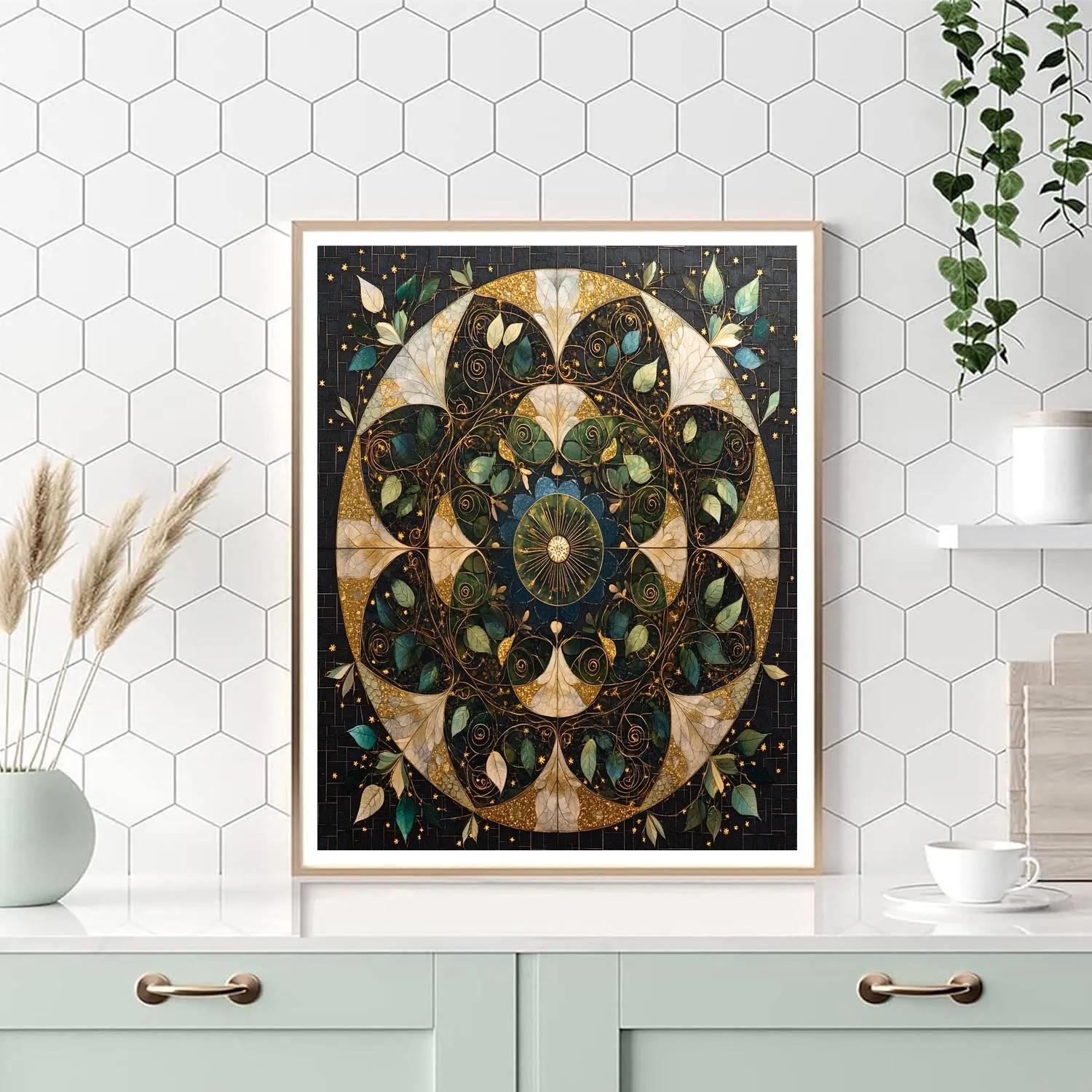 Gustav Klimt Inspired Galactic Vine Mandala paint by color
