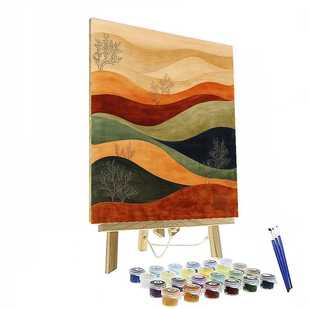 Nandalal Bose Inspired Monsoon Raga Of Leaf And River Lines Numbered painting kits