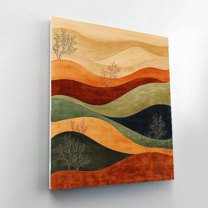 Nandalal Bose Inspired Monsoon Raga Of Leaf And River Lines Numbered painting kits