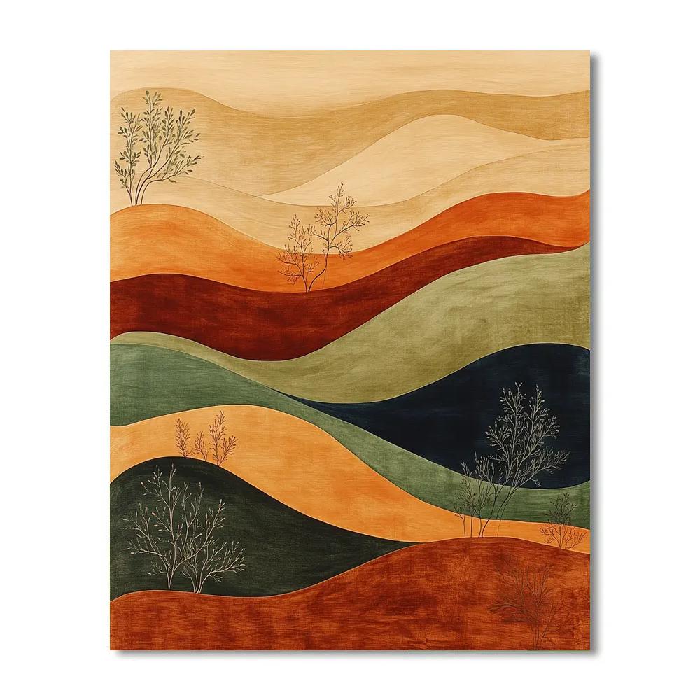 Nandalal Bose Inspired Monsoon Raga Of Leaf And River Lines Numbered painting kits