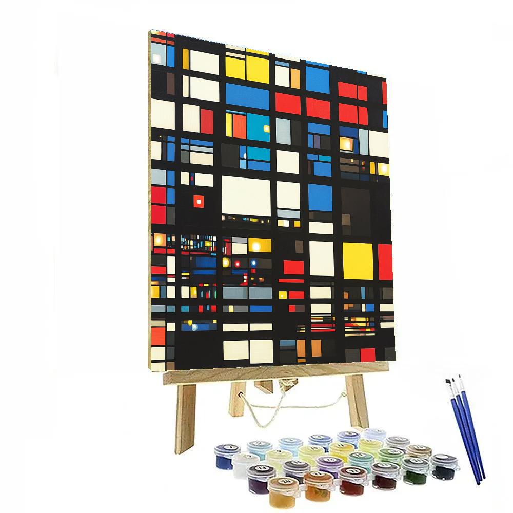 Piet Mondrian Inspired City Grid At Night Paint by numbers art
