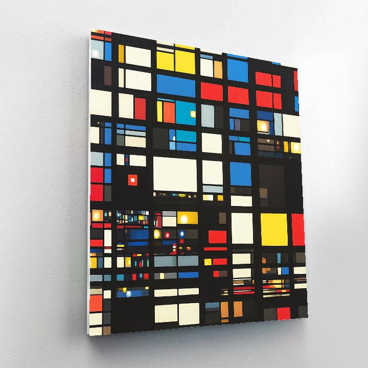Piet Mondrian Inspired City Grid At Night Paint by numbers art
