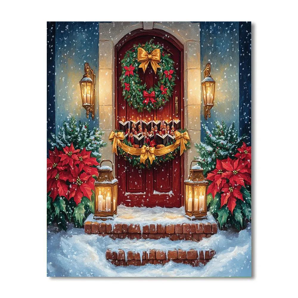 Choir At The Poinsettia Door paint by numbers