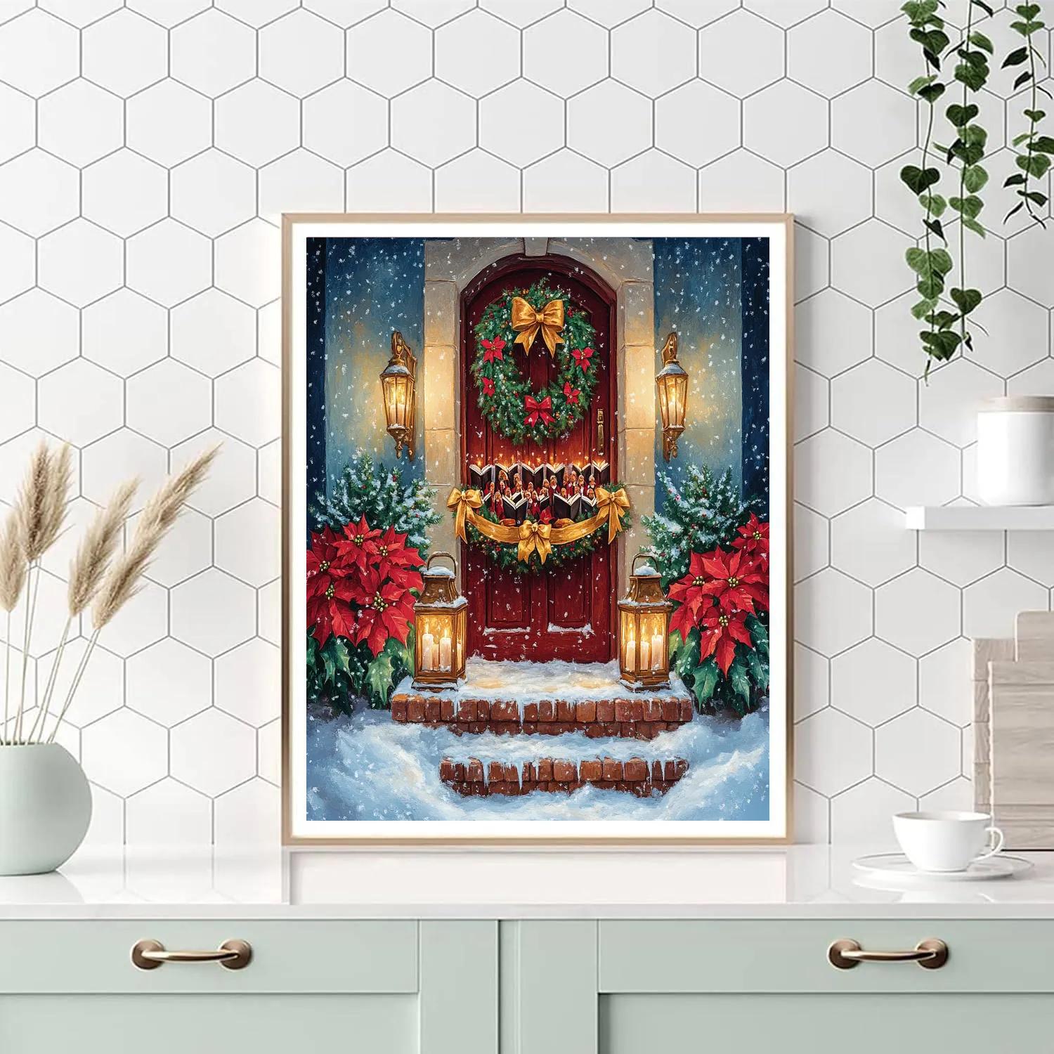 Choir At The Poinsettia Door paint by numbers