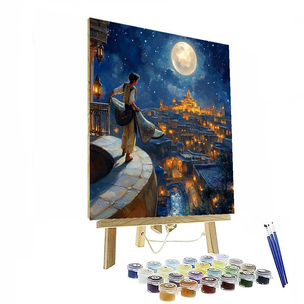 Aladdin Moonlit Rooftop Journey Disney Inspired painting number kit