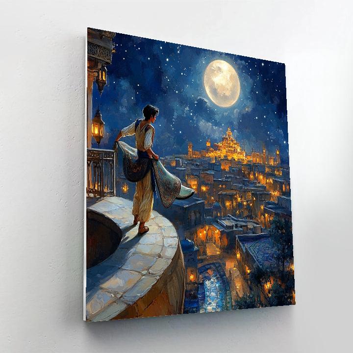 Aladdin Moonlit Rooftop Journey Disney Inspired painting number kit