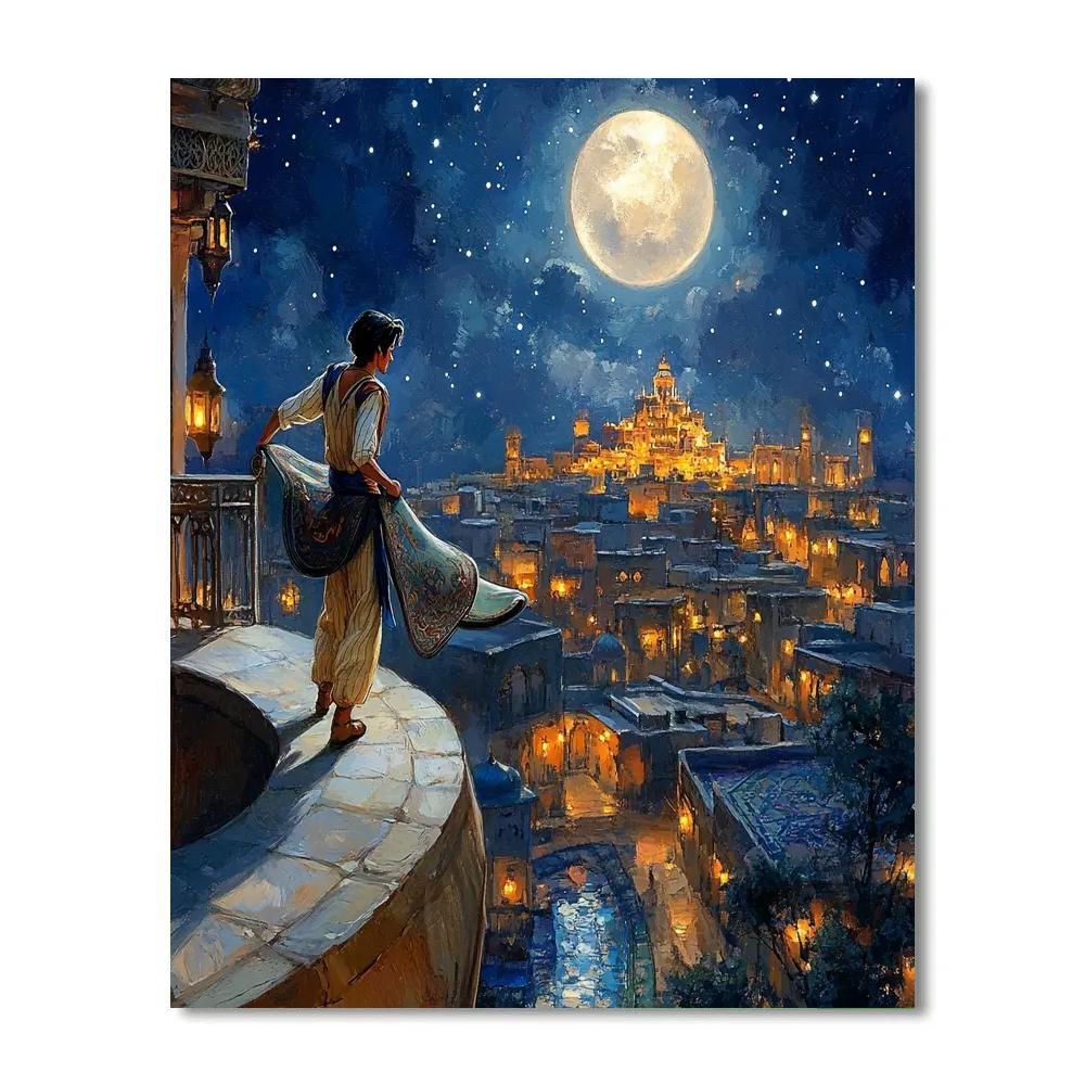 Aladdin Moonlit Rooftop Journey Disney Inspired painting number kit